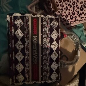 Montana West Black White and Red Patterned Crossbody Bag